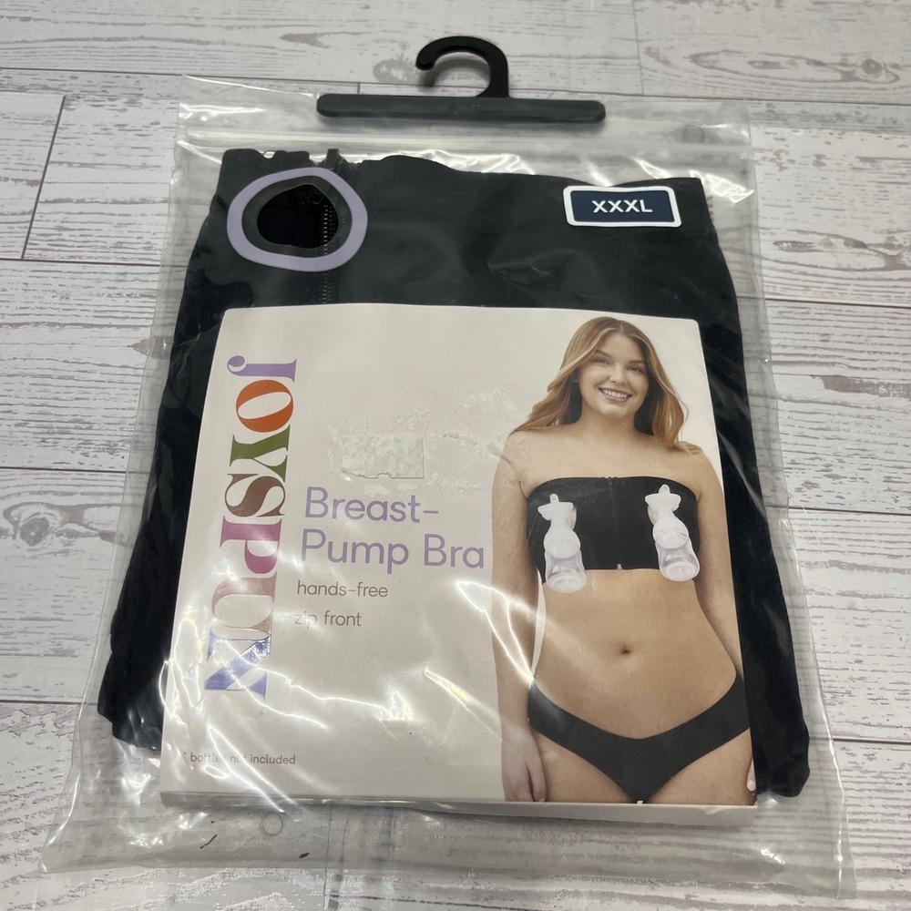 Joyspun Breast-Pump Bra Hands-Free Zip Front Black Bandeau XXXL JS90030